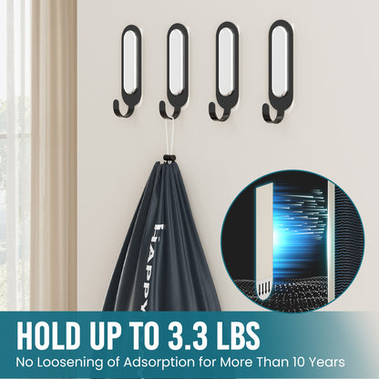 TAILI Wall Friendly Hooks, Classic Metal Damage-Free Hanging Hooks with Adhesive Strips, Heavy Duty Adhesive Hooks for Home Storages and Hanging Decorations, 4 Hooks and 6 Strips Included