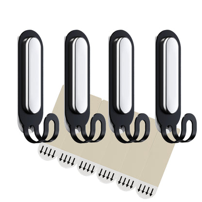 TAILI Wall Friendly Hooks, Classic Metal Damage-Free Hanging Hooks with Adhesive Strips, Heavy Duty Adhesive Hooks for Home Storages and Hanging Decorations, 4 Hooks and 6 Strips Included