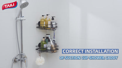 TAILI Suction Cup Corner-Adaptive Shower Caddy with Hooks Installation Video