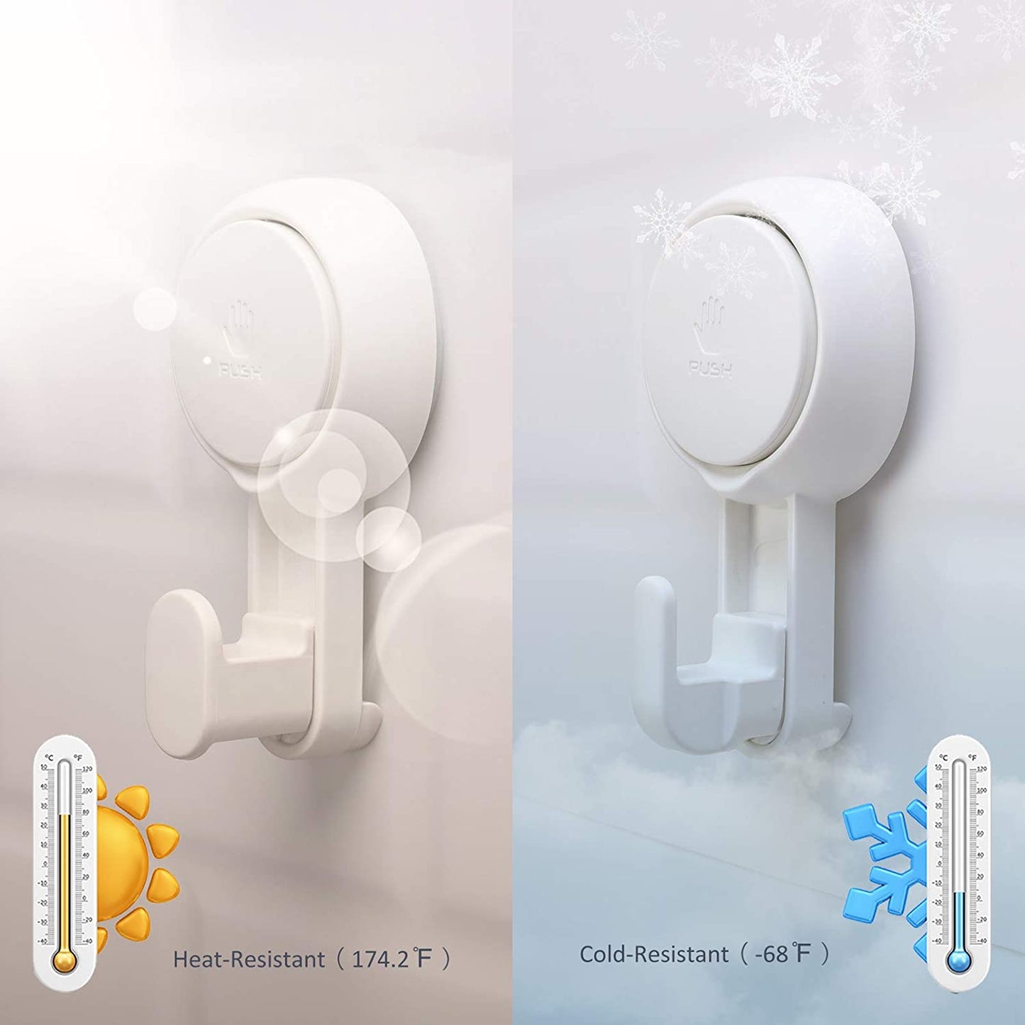 Powerful Vacuum Suction Cup Hooks Shower Holder Removable, Drill-Free