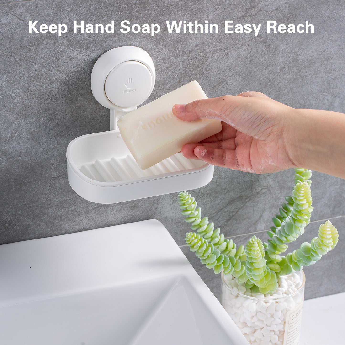 Powerful Suction Cup Soap Dish, Strong Sponge Holder, Drill-Free